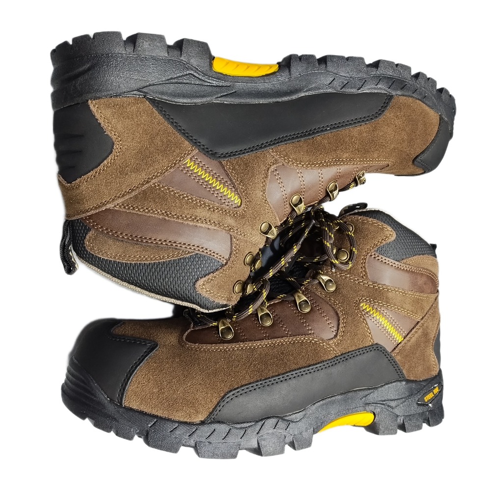 Smith's American Riverhead Work Boots Mens 11W Brown Leather Steel Toe Lace Up